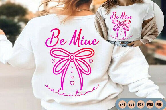 Be Mine Valentine Svg, Heart Bow Line Art