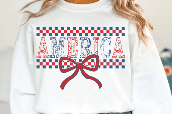 Checkered America SVG, Coquette Bow PNG