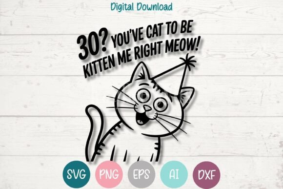 Funny Cat 30th Birthday SVG Graphics