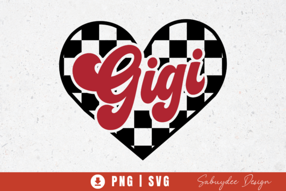 Gigi Checkered Heart PNG for T-Shirt Designs