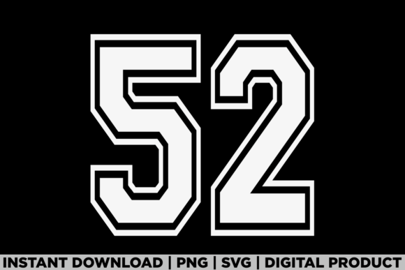 Number 52 Birthday Varsity Sports Team Graphics