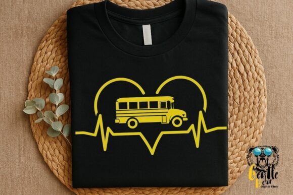 School Bus Driver Heartbeat T-Shirt Graphics